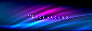 Neon parlayan sıvı dalga çizgileri, sihirli enerji uzay ışığı konsepti, soyut arka plan duvar kağıdı tasarımı