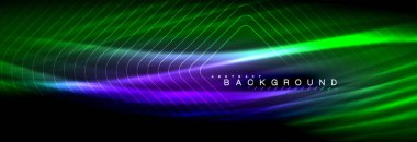 Neon parlayan sıvı dalga çizgileri, sihirli enerji uzay ışığı konsepti, soyut arka plan duvar kağıdı tasarımı