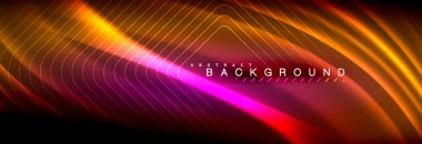 Neon parlayan sıvı dalga çizgileri, sihirli enerji uzay ışığı konsepti, soyut arka plan duvar kağıdı tasarımı