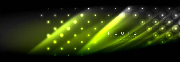 Flüssiges Neon fließende Wellen, leuchtende Lichtlinien Hintergrund — Stockvektor