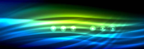 液体霓虹流波, 发光光线背景 — 图库矢量图片