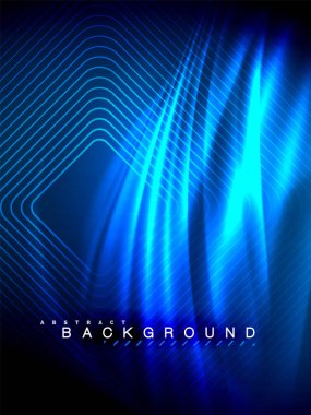 Neon parlayan dalga, sihirli enerji ve ışık arka plan. Vektör çizim