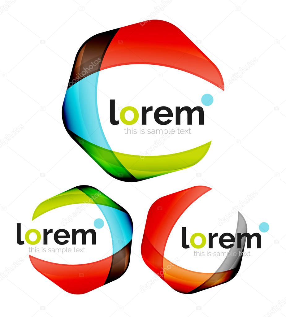 Set of geometric convergence vector icon templates