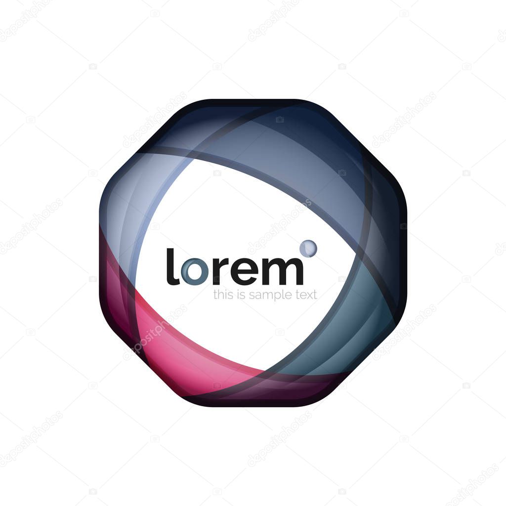 Geometric logo design convergence idea, modern composition of color abstract shapes, vector 3d style icon