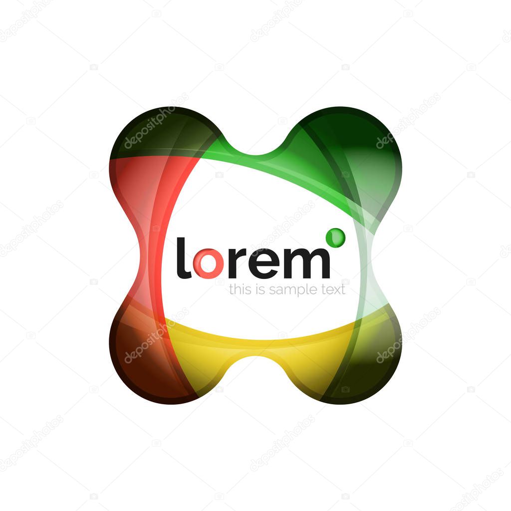 Geometric logo design convergence idea, modern composition of color abstract shapes, vector 3d style icon