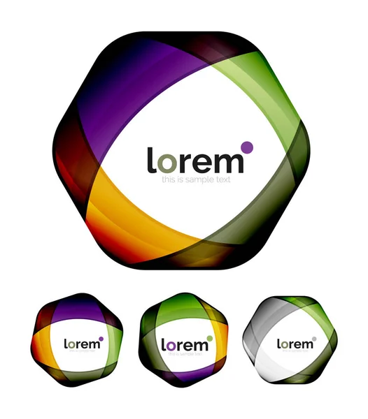 Set di modelli di design del logo di convergenza di forma geometrica — Vettoriale Stock