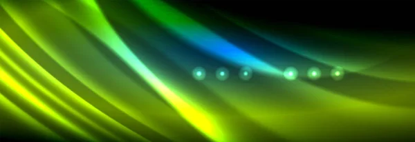 液体霓虹流波, 发光光线背景 — 图库矢量图片