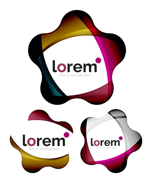 Set of geometric shape convergence logo design templates — Stock Vector