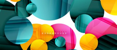 Parlak renkli daireler arka plan, modern geometrik tasarım soyut