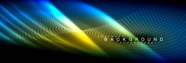 Sıvı neon akan dalgaları, ışık parlayan arka plan hatları