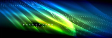 Sıvı neon akan dalgaları, ışık parlayan arka plan hatları