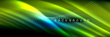 Sıvı neon akan dalgaları, ışık parlayan arka plan hatları