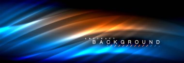 Neon parlayan sıvı dalga çizgileri, sihirli enerji uzay ışığı konsepti, soyut arka plan duvar kağıdı tasarımı