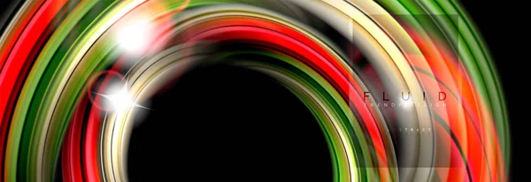 Ανάμειξη χρωμάτων κύματα σε μαύρο, υγρό ρέει σχήματα — Διανυσματικό Αρχείο