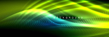 Sıvı neon akan dalgaları, ışık parlayan arka plan hatları