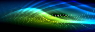 Sıvı neon akan dalgaları, ışık parlayan arka plan hatları