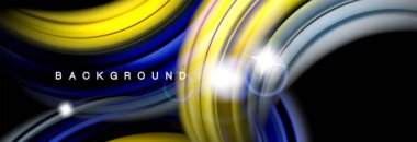 Karıştırma sıvı renk dalgalar siyah akan arka plan soyut tasarım