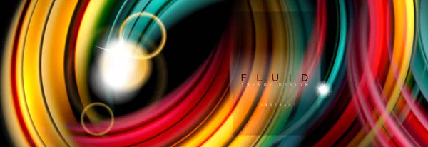 Misturando ondas de cor em preto, formas de fluxo líquido —  Vetores de Stock