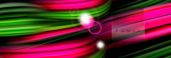 Mélange d'ondes de couleur sur des formes fluides noires — Image vectorielle