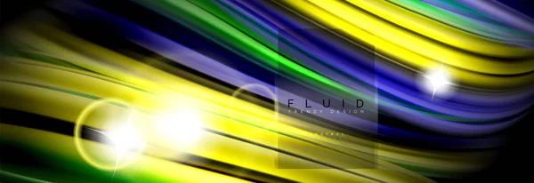Hintergrund abstraktes Design, fließende Mischen flüssiger Farbwellen auf Schwarz — Stockvektor