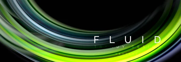 Hintergrund abstraktes Design, fließende Mischen flüssiger Farbwellen auf Schwarz — Stockvektor