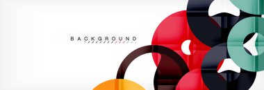 Gri arka plan, modern geometrik desen tasarım renkli halkalar. Vektör iş veya teknoloji tanıtım tasarım şablonu, broşür veya el ilanı desenli veya geometrik web afiş