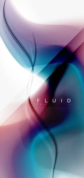 Color flowing wave, trendy liquid design template — Stock Vector