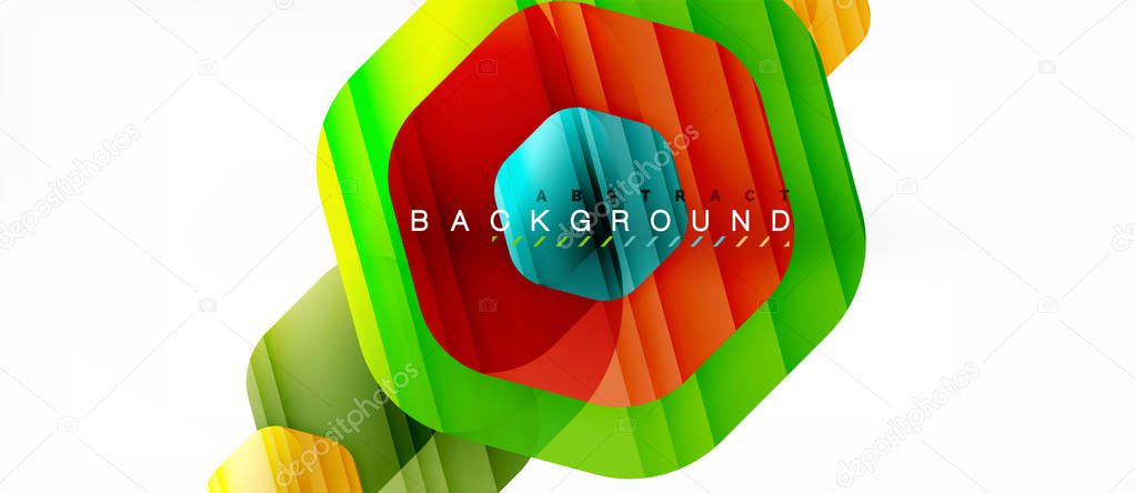 Glossy color hexagons modern composition background, shiny glass design