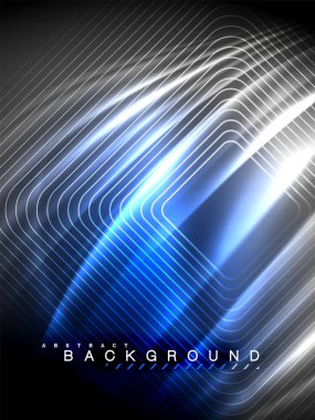 Neon parlayan dalga, sihirli enerji ve ışık arka plan. Vektör çizim