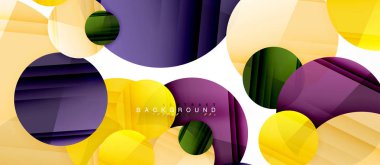 Parlak renkli daireler arka plan, modern geometrik tasarım soyut