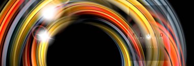 Karıştırma sıvı renk dalgalar siyah akan arka plan soyut tasarım