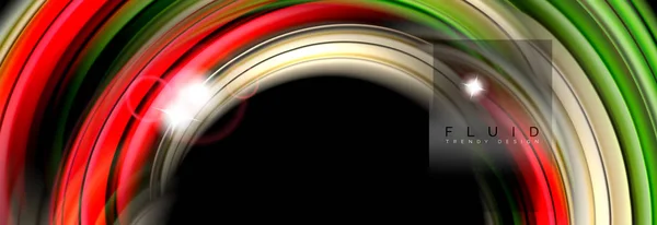 Ανάμειξη χρωμάτων κύματα σε μαύρο, υγρό ρέει σχήματα — Διανυσματικό Αρχείο