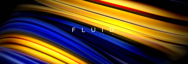 Background abstract design, flowing mixing liquid color waves on black — Stock Vector