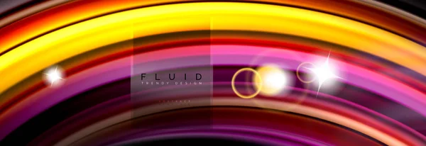 Background abstract design, flowing mixing liquid color waves on black — Stock Vector