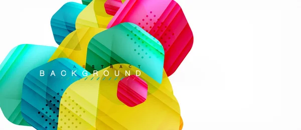 Hexagones de couleur brillante fond de composition moderne, design en verre brillant — Image vectorielle