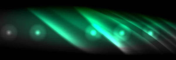 Ondas fluidas de neón líquido, líneas de luz brillante fondo — Archivo Imágenes Vectoriales