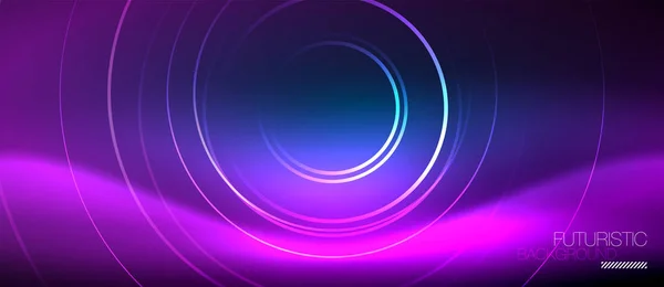 Neon glühende Kreise Hintergrund — Stockvektor