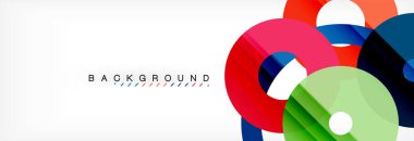 Gri arka plan, modern geometrik desen tasarım renkli halkalar. Vektör iş veya teknoloji tanıtım tasarım şablonu, broşür veya el ilanı desenli veya geometrik web afiş