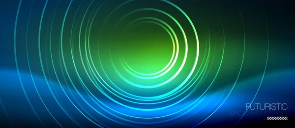 Neon gloeiende cirkels achtergrond — Stockvector