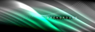 Sıvı neon akan dalgaları, ışık parlayan arka plan hatları