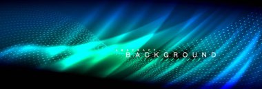 Sıvı neon akan dalgaları, ışık parlayan arka plan hatları