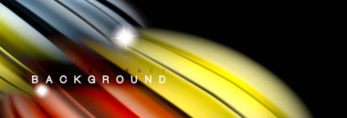 Karıştırma sıvı renk dalgalar siyah akan arka plan soyut tasarım