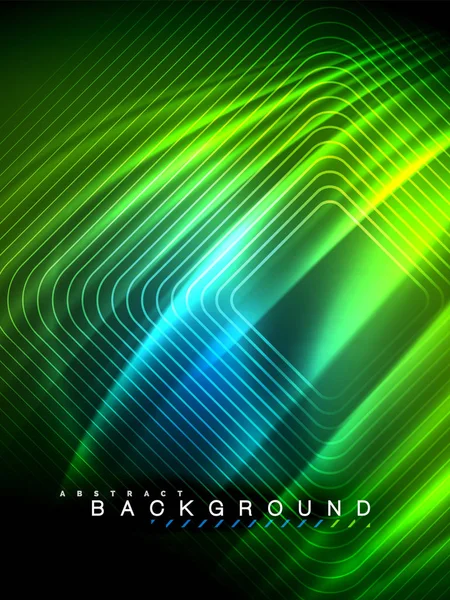 Neon glowing wave, magic energy and light motion background. Vector illustration — Stock Vector