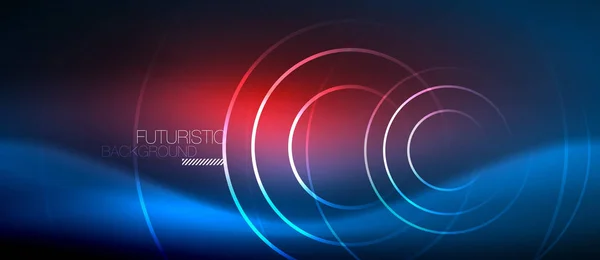 Néon fond cercles lumineux — Image vectorielle