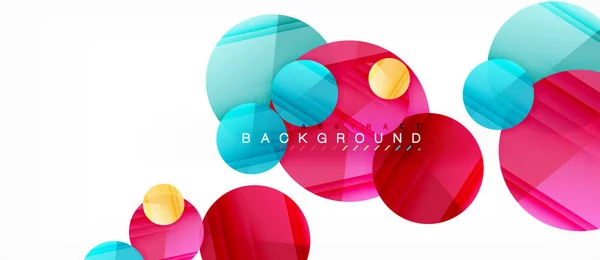 चमकदार रंगीन वृत्त अमूर्त पृष्ठभूमि, आधुनिक ज्यामितीय डिजाइन — स्टॉक वेक्टर