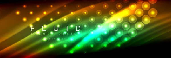 Flux fluides fluides, lignes lumineuses lumineuses arrière-plan — Image vectorielle