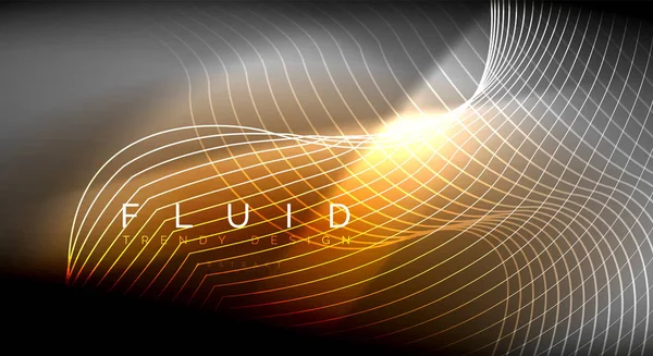 Líneas de onda de fluido brillante de neón, concepto de luz de espacio de energía mágica, diseño abstracto de fondo de pantalla, ilustración de textura ondulada — Vector de stock