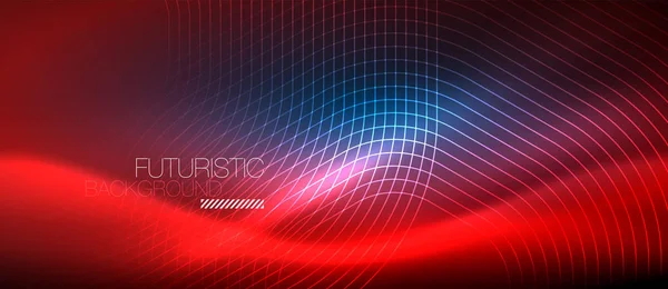 Neón líneas brillantes, concepto de luz espacio de energía mágica, fondo abstracto fondo de pantalla de diseño — Vector de stock