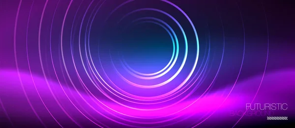 Neon glühende Kreise Hintergrund — Stockvektor