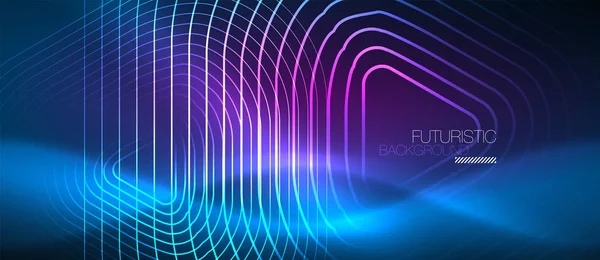 Neon izzó techno vonalak, hi-tech futurisztikus absztrakt háttér sablon geometriai alakzatok — Stock Vector
